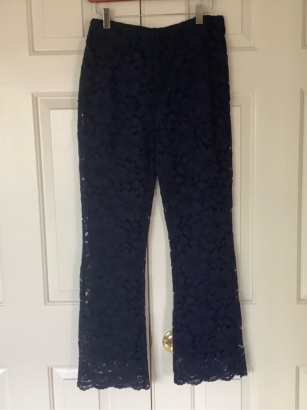 Lace Flare Pants in Navy - Women's Elegant Evening Wear